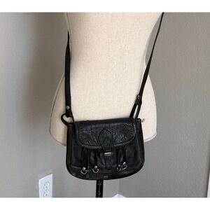 Black Leather Adjustable Strap Crossbody Purse Western Fringe Boho Festival